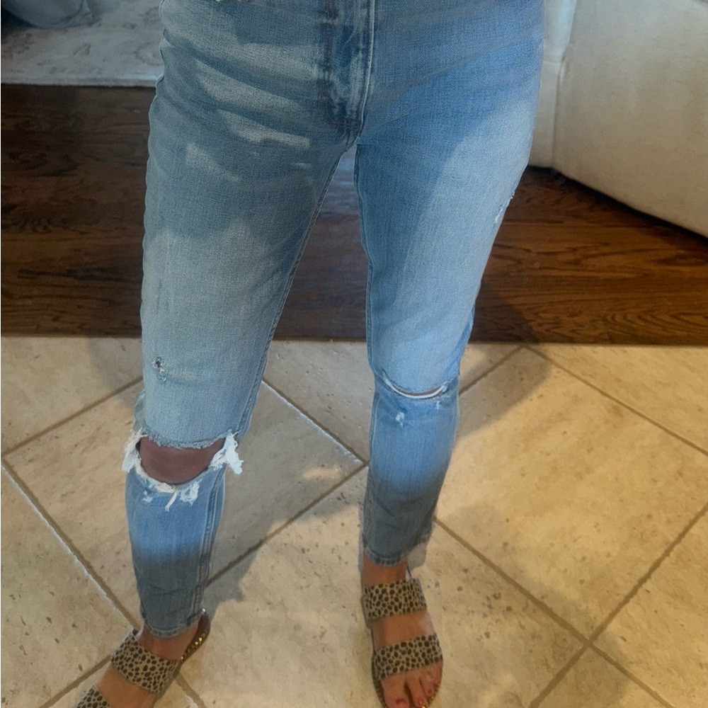 Abercrombie & Fitch “Skinny High Rise” Distressed Jeans